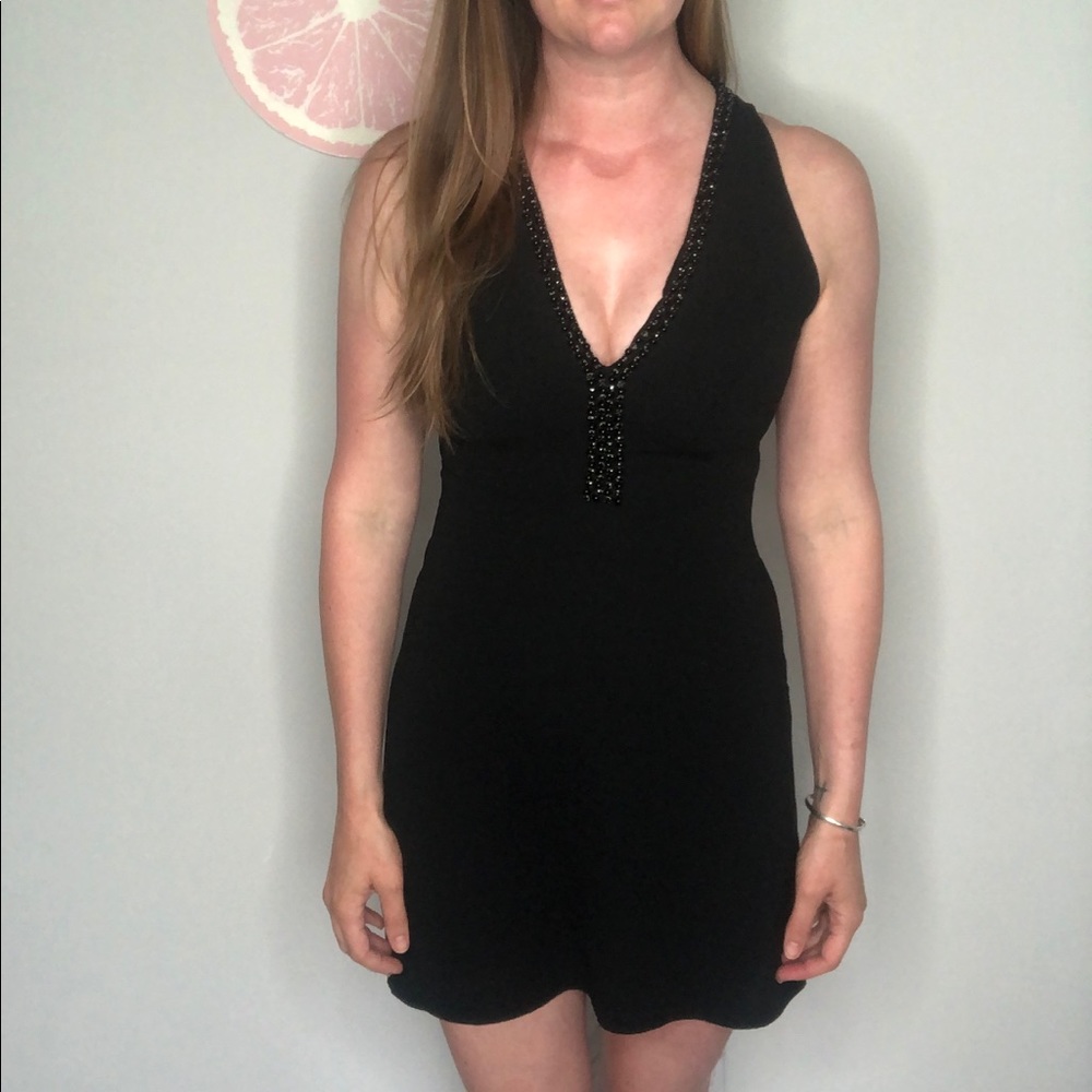 Leith little black dress jeweled neckline medium
